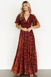 Veronica Velvet Maxi Dress | Rust
