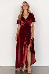 Katelyn Velvet Maxi Wrap Dress | Terracotta