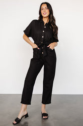 Dallas Button Up Jumpsuit | Black