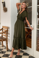 Lovell Smocked Midi Dress | Deep Olive