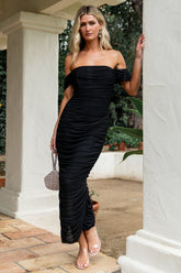 Alessandra Mesh Midi Dress | Black