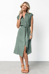 Toledo Button Up Midi Dress | Green