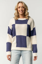 Jayda Sweater | Cream + Blue