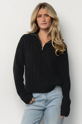 Signe Half Zip Sweater | Black