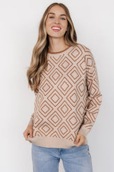 Asther Diamond Sweater | Oatmeal + Camel