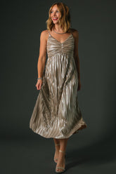 Cecilia Pleated Dress | Champagne