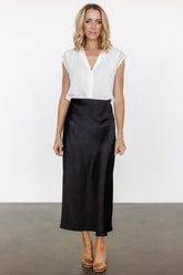 Celeste Satin Midi Skirt | Black