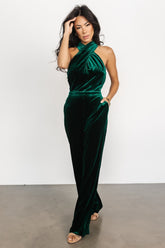 Cleopatra Velvet Jumpsuit | Dark Green