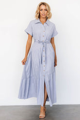 Covey Button Up Maxi Dress | Blue Stripe