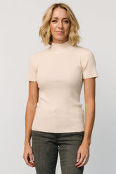 Edie Mock Neck Top | Cream