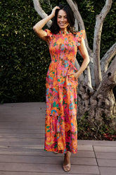 Emily Smocked Tier Dress | Orange Floral