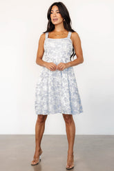 Eveline Short Dress | Light Blue + Pearl