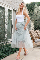 Galena Tulle Skirt | Light Sage