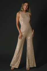 Hillary Sequin Jumpsuit | Rose Gold