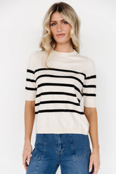 Huntington Striped Top | Cream + Black
