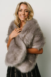 Jovie Faux Fur Shawl | Silver Gray