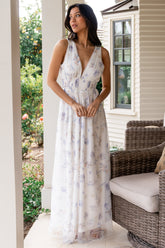 Kamila Tulle Maxi Dress | White Floral