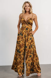 Khloe Wide Leg Jumpsuit | Gold Multi