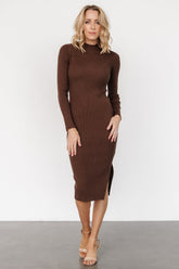 Knightsbridge Ribbed Sweater Midi Dress | Brown