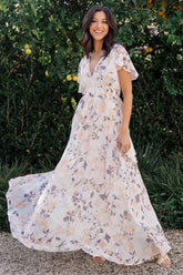 Lynlee Metallic Maxi Dress | Off White Print