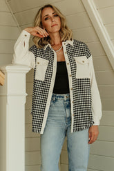 Montreal Houndstooth Shacket | Ivory + Black