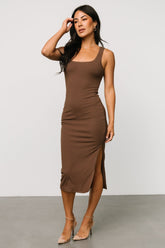 Moore Ribbed Tank Midi Dress | Coffee