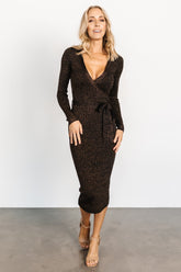 Nancy Ribbed Shimmer Midi Dress | Bronze