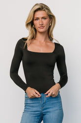 Roe Square Neck Top | Black