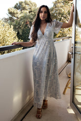 Skyla Deep V Maxi Dress | Blue Print