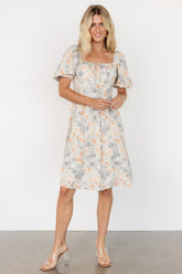 Sonnet Short Dress | Dusty Blue Print