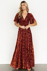 Veronica Velvet Maxi Dress | Rust