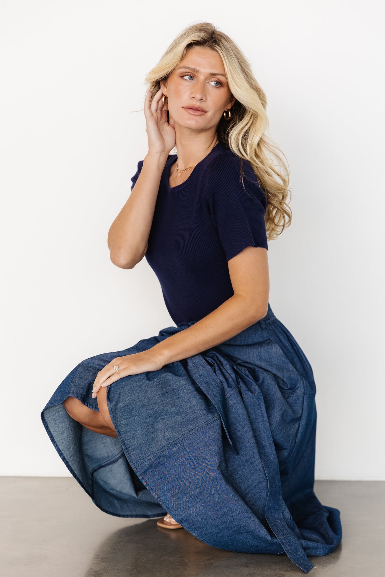 Olina Midi Dress | Chambray + Navy