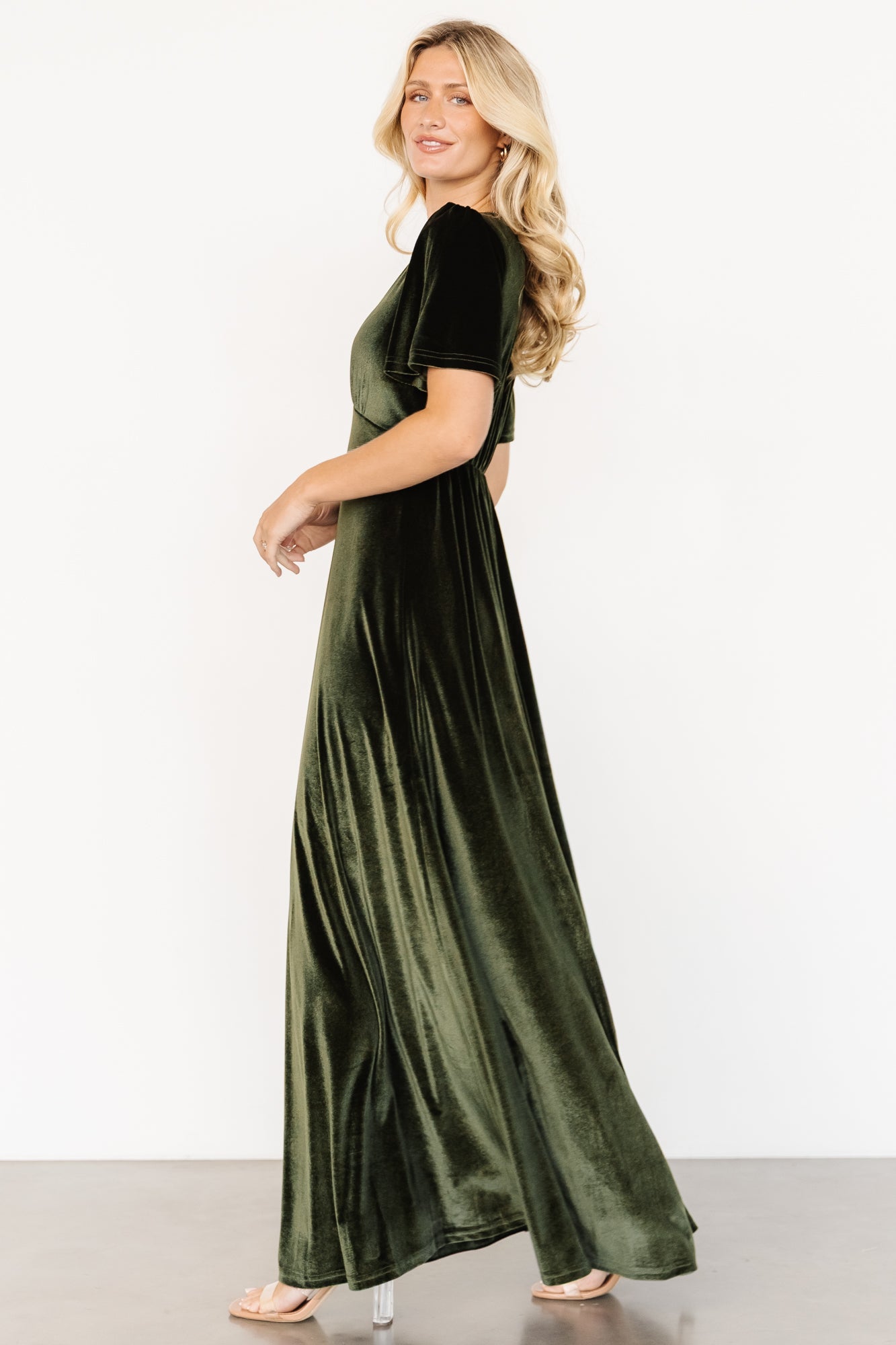 Vivian Velvet Maxi Dress | Olive