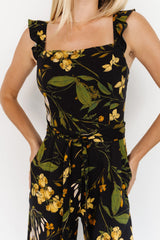 Gemma Jumpsuit | Black + Golden Floral