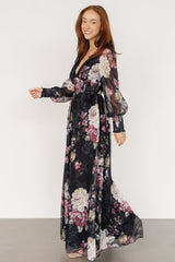 Jolie Embroidered Tulle Dress | Midnight + Mauve Floral