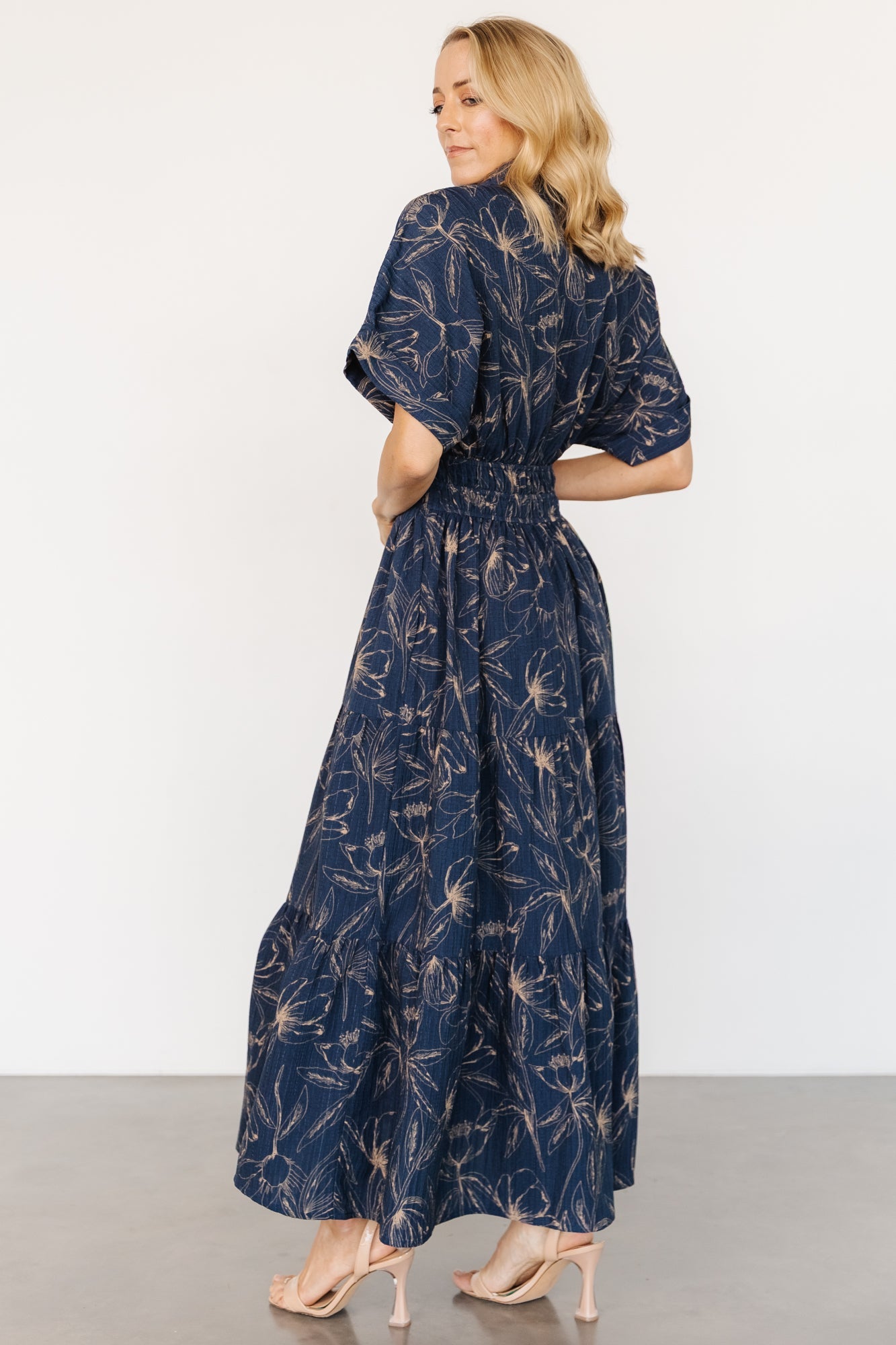 Hedda Tiered Maxi Dress | Deep Blue + Natural Floral