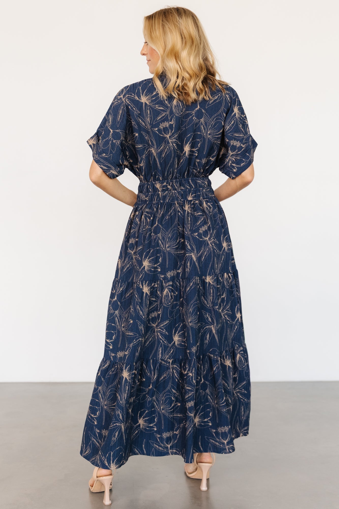 Hedda Tiered Maxi Dress | Deep Blue + Natural Floral