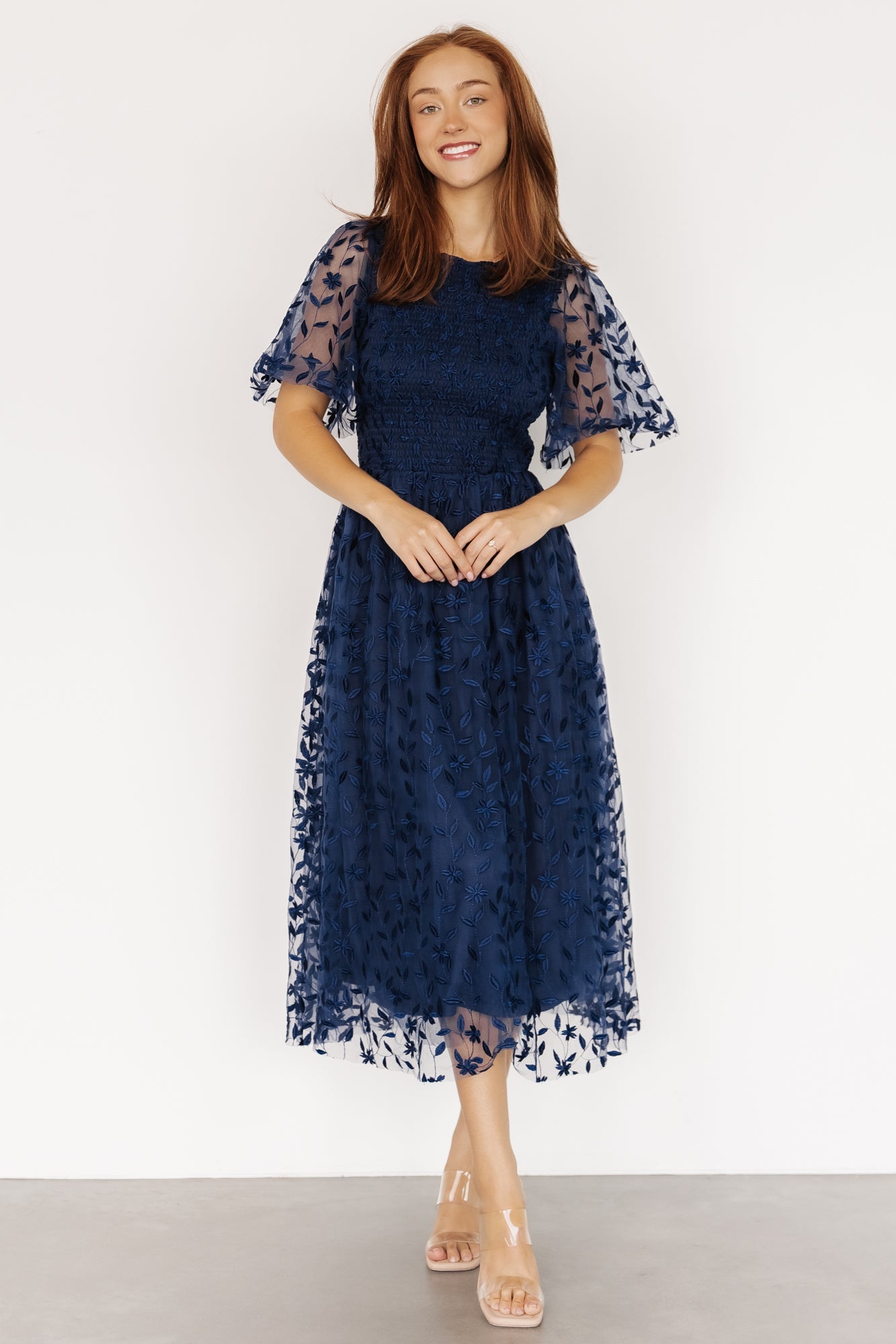 Kendra Embroidered Dress | Navy