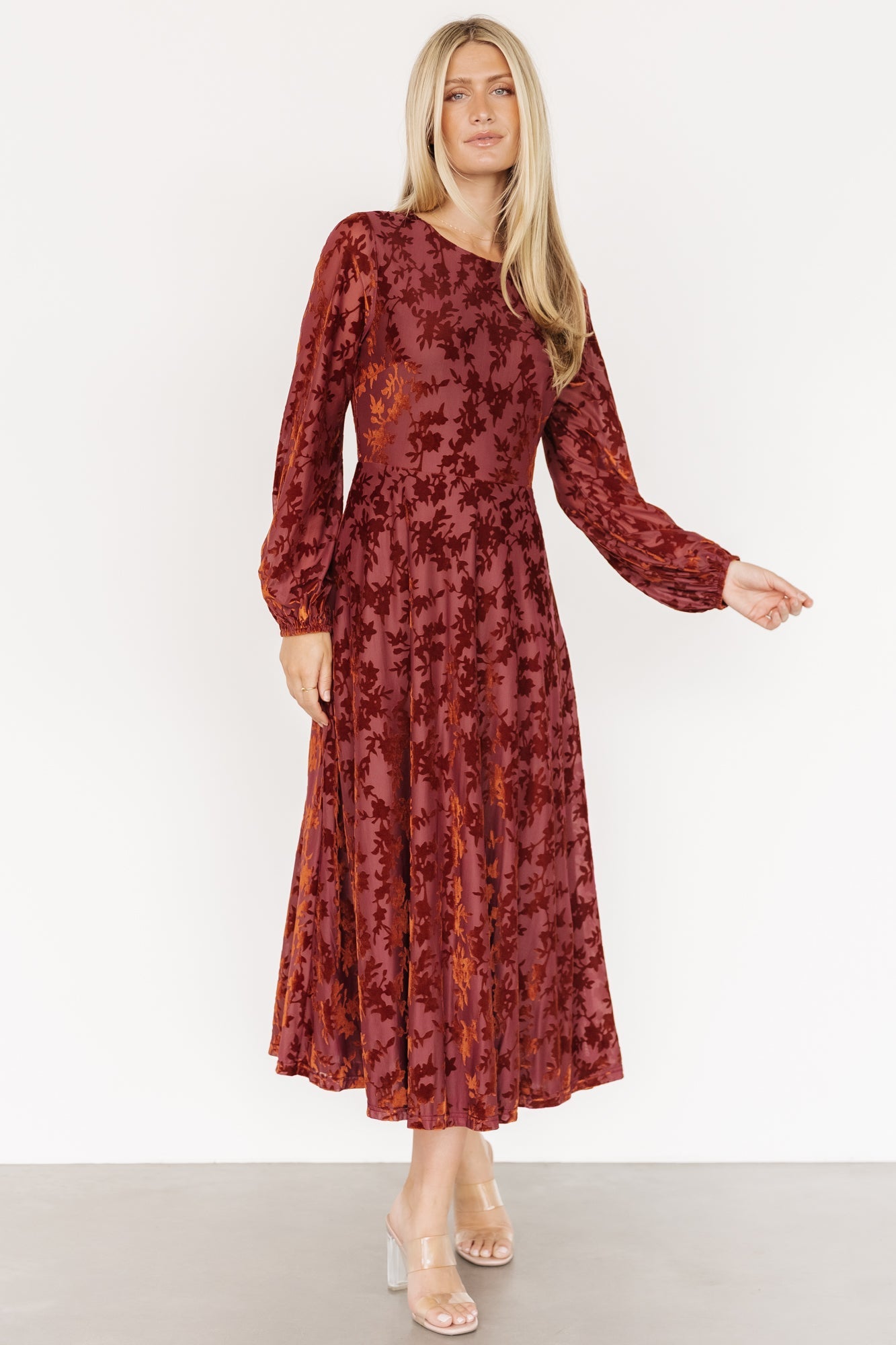 Thora Velvet Dress | Copper Floral