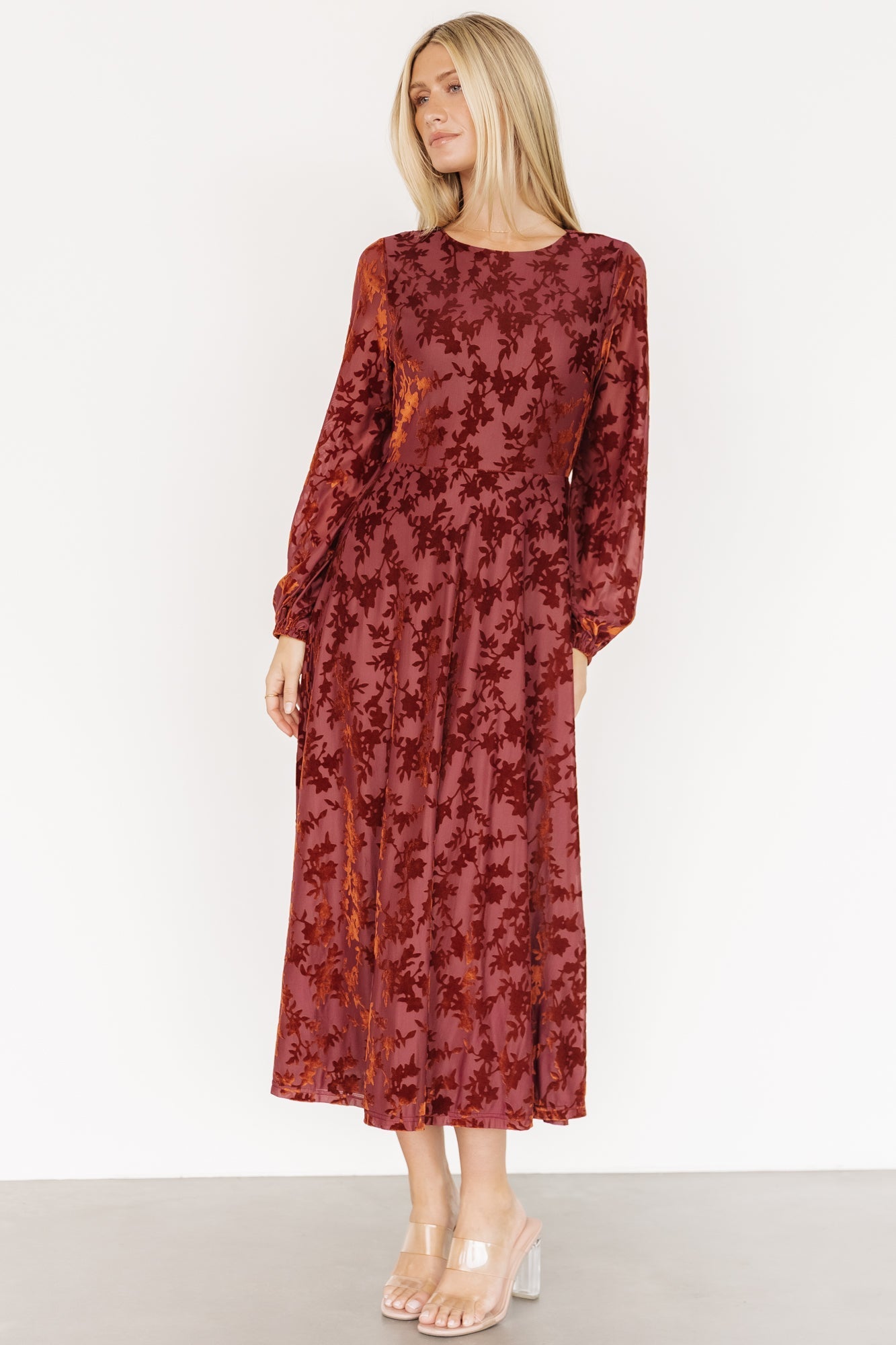Thora Velvet Dress | Copper Floral