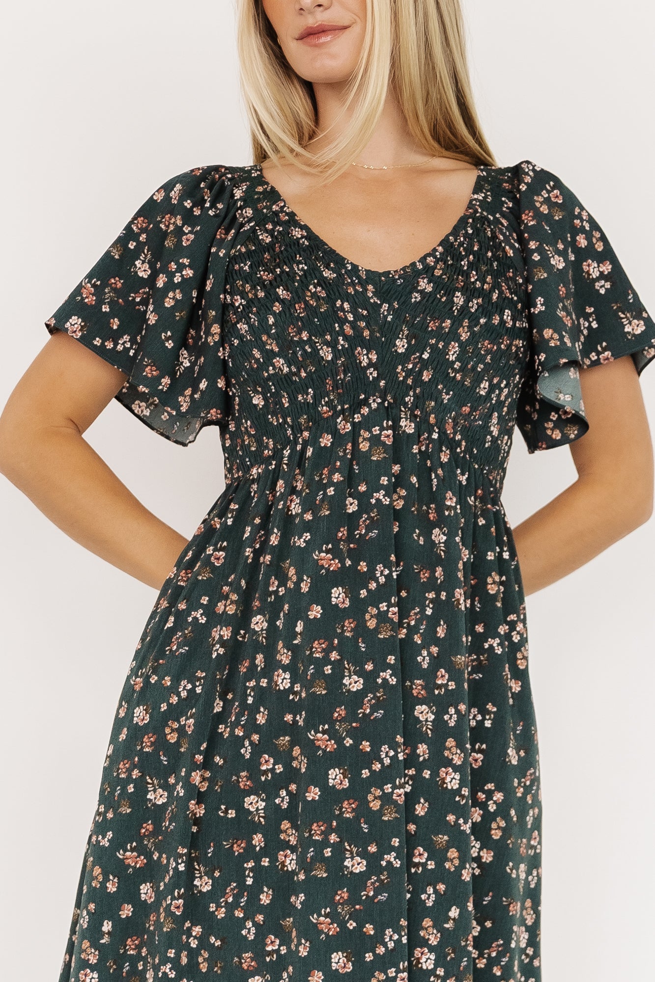 Jerah Smocked Dress | Deep Jade Floral