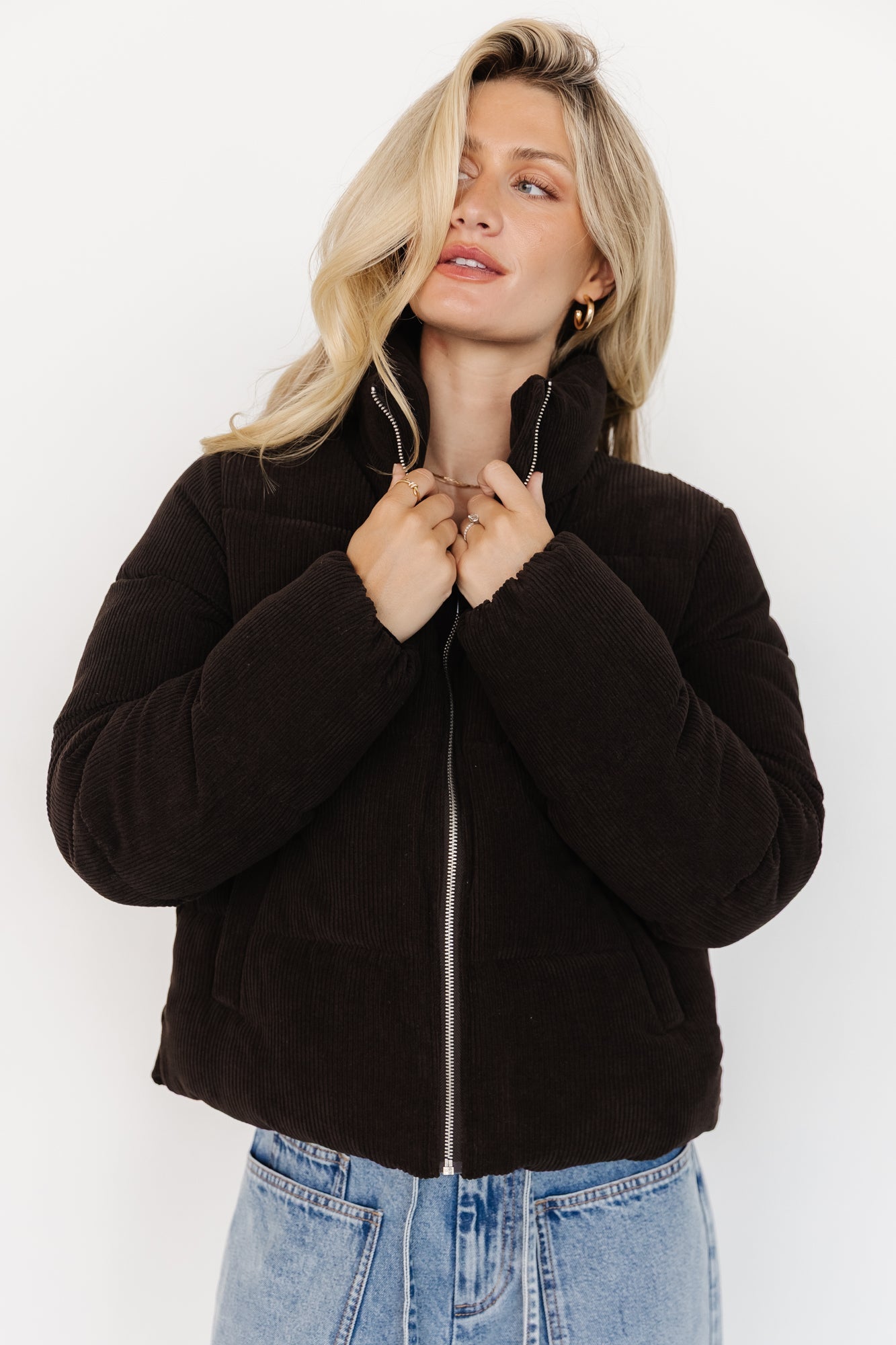 Holden Corduroy Puffer Jacket | Dark Brown