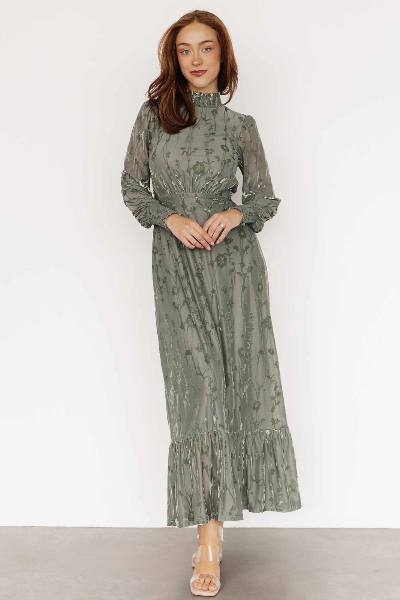 Penelope Velvet Maxi Dress | Sage