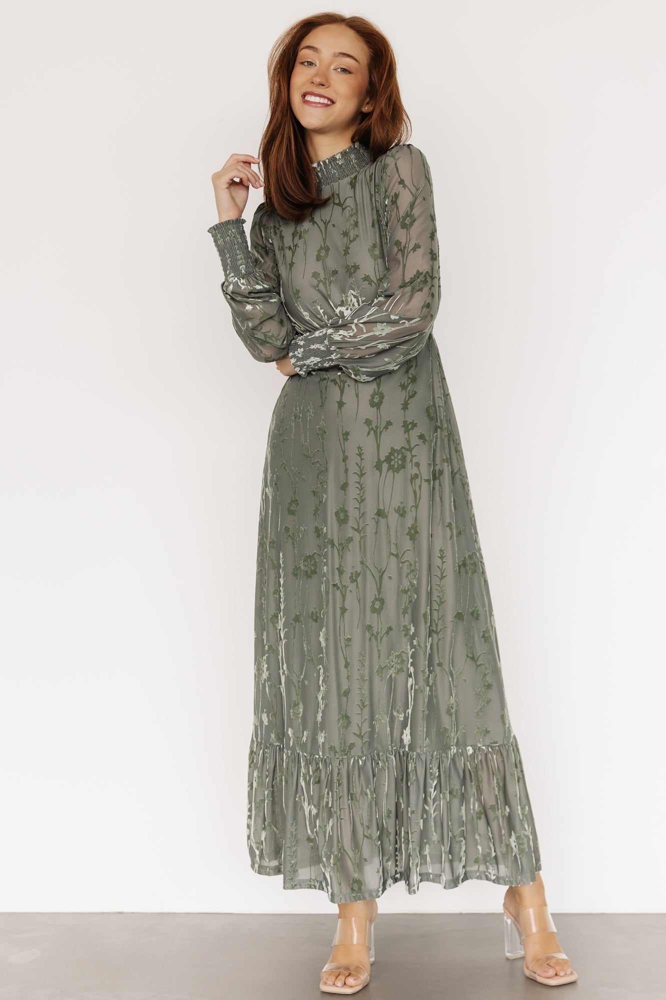 Penelope Velvet Maxi Dress | Sage