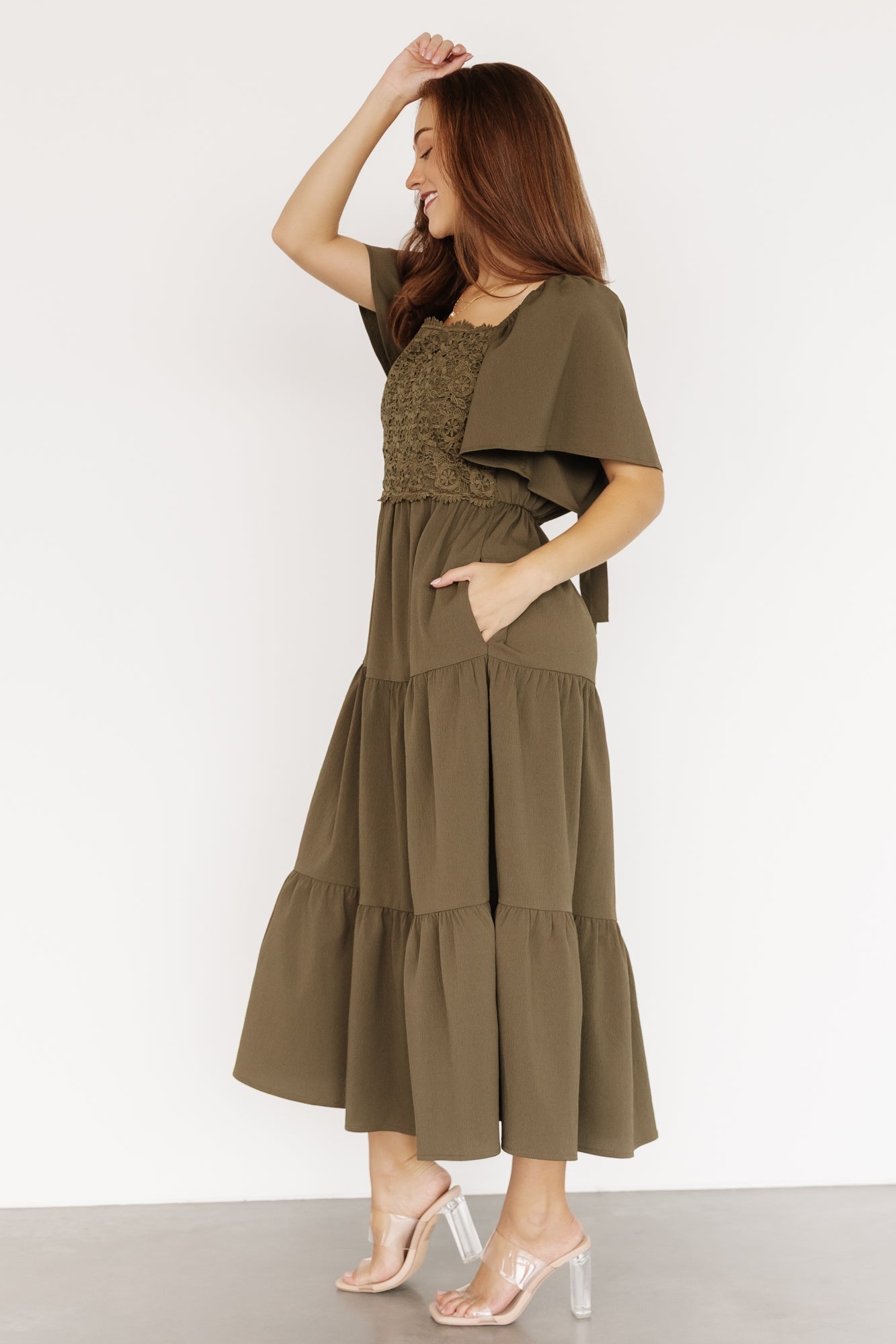 Fauna Lace Top Dress | Olive