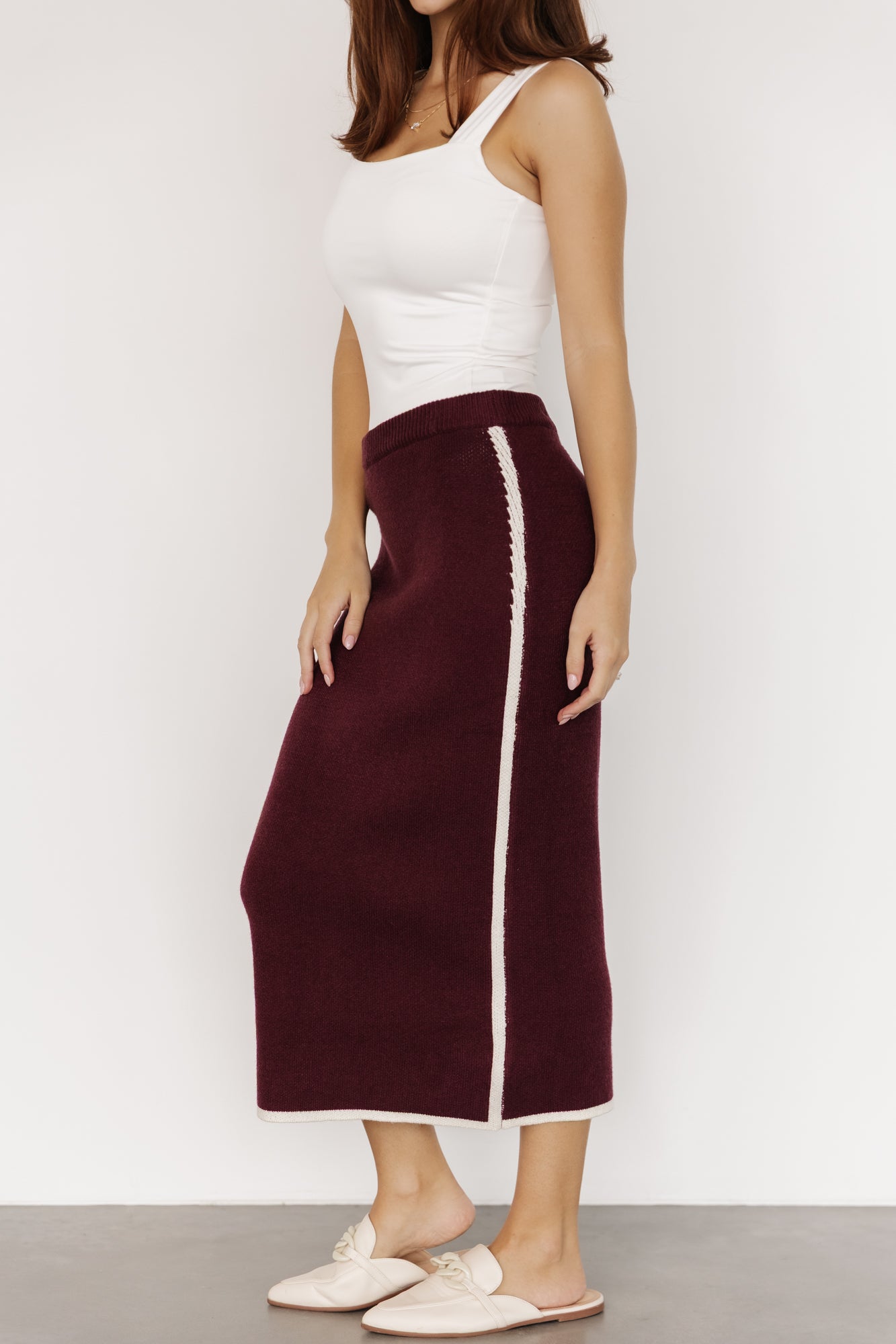 Ava Knit Midi Skirt | Wine