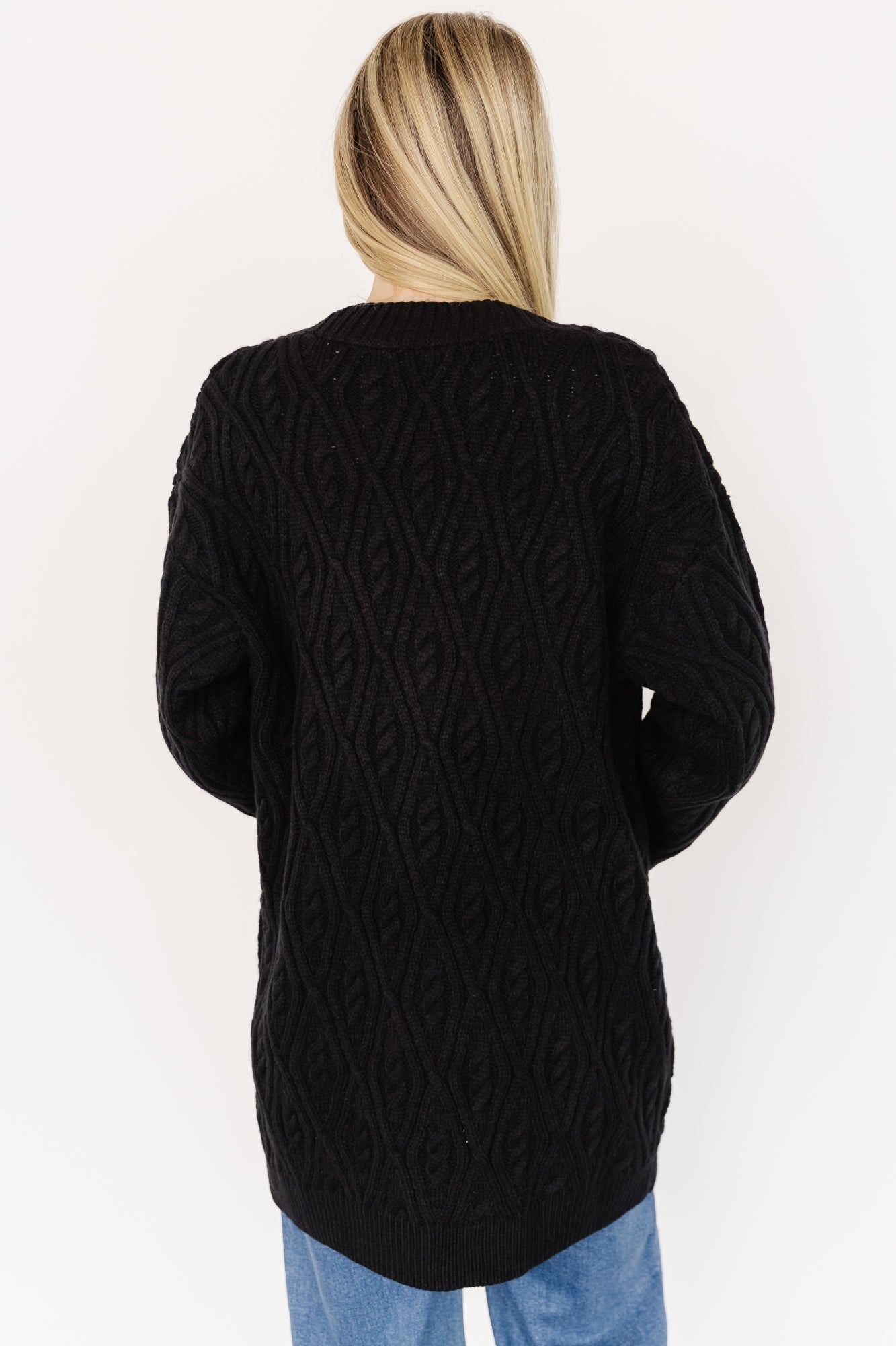 Alberta Cable Knit Cardigan | Black