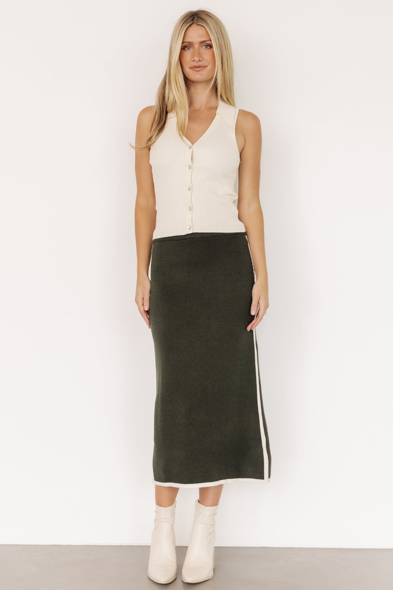 Ava Knit Midi Skirt | Dark Green