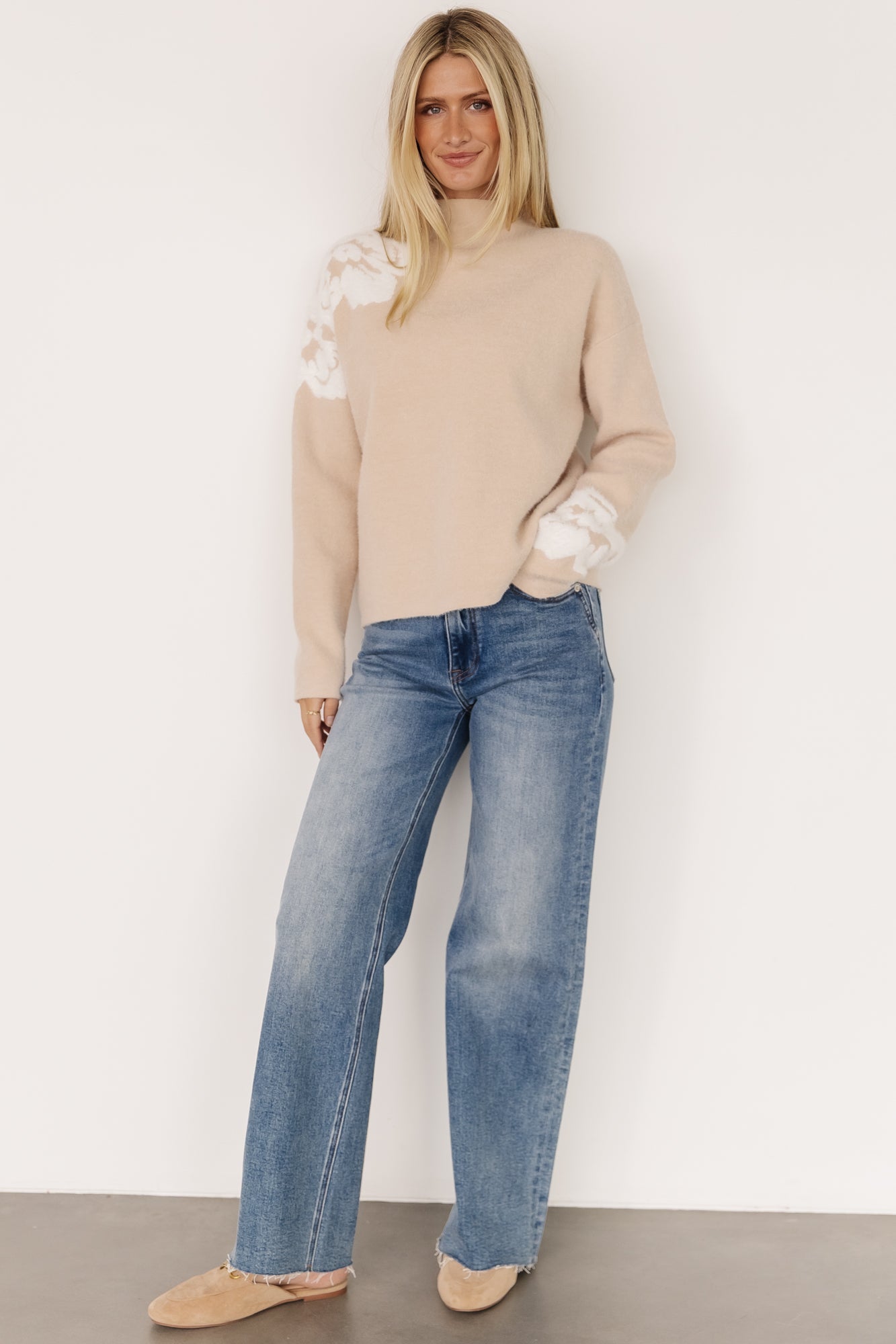 Oda Floral Sweater | Natural + Off White