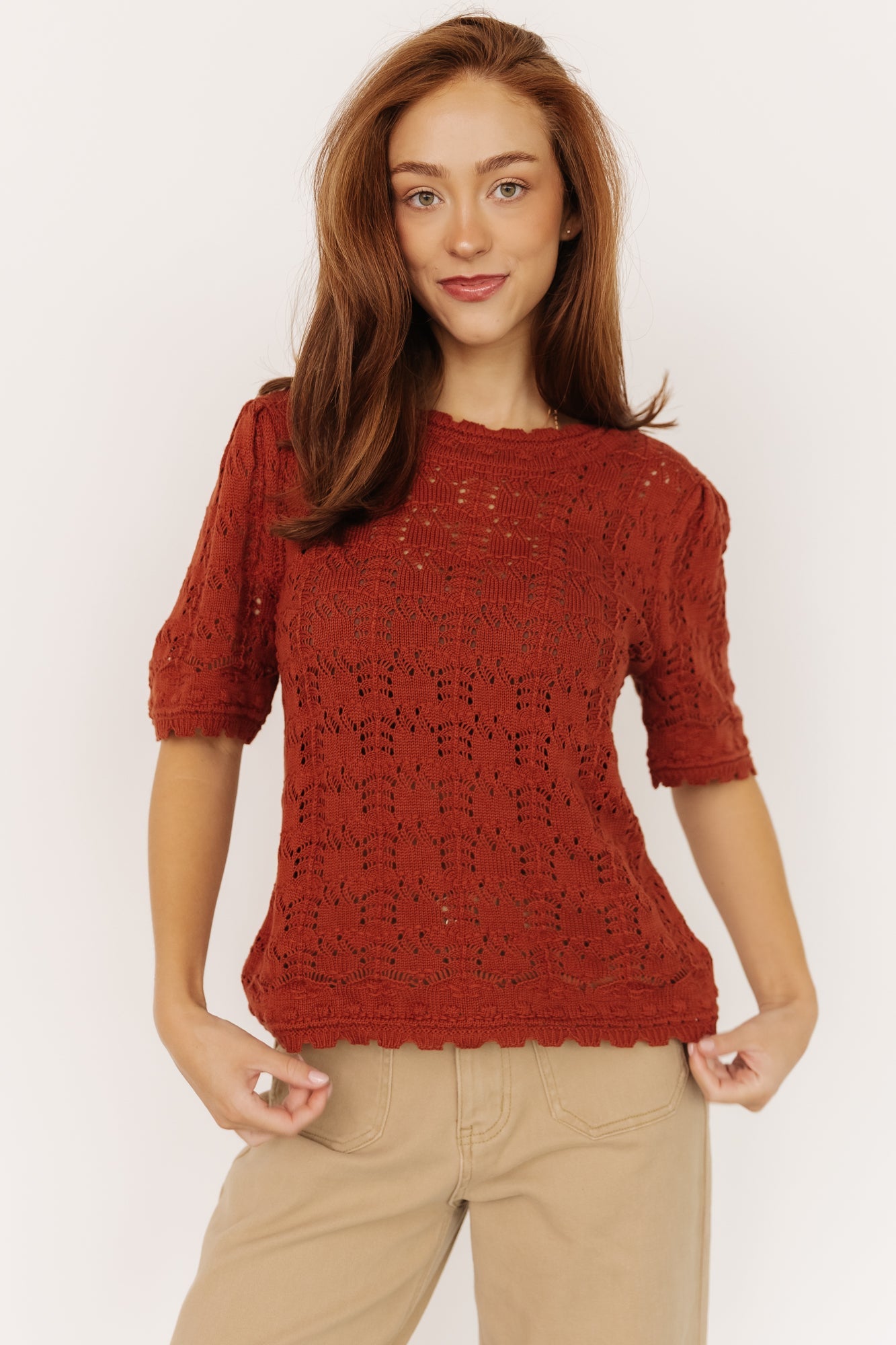 Serenity Knit Sweater Top | Rust